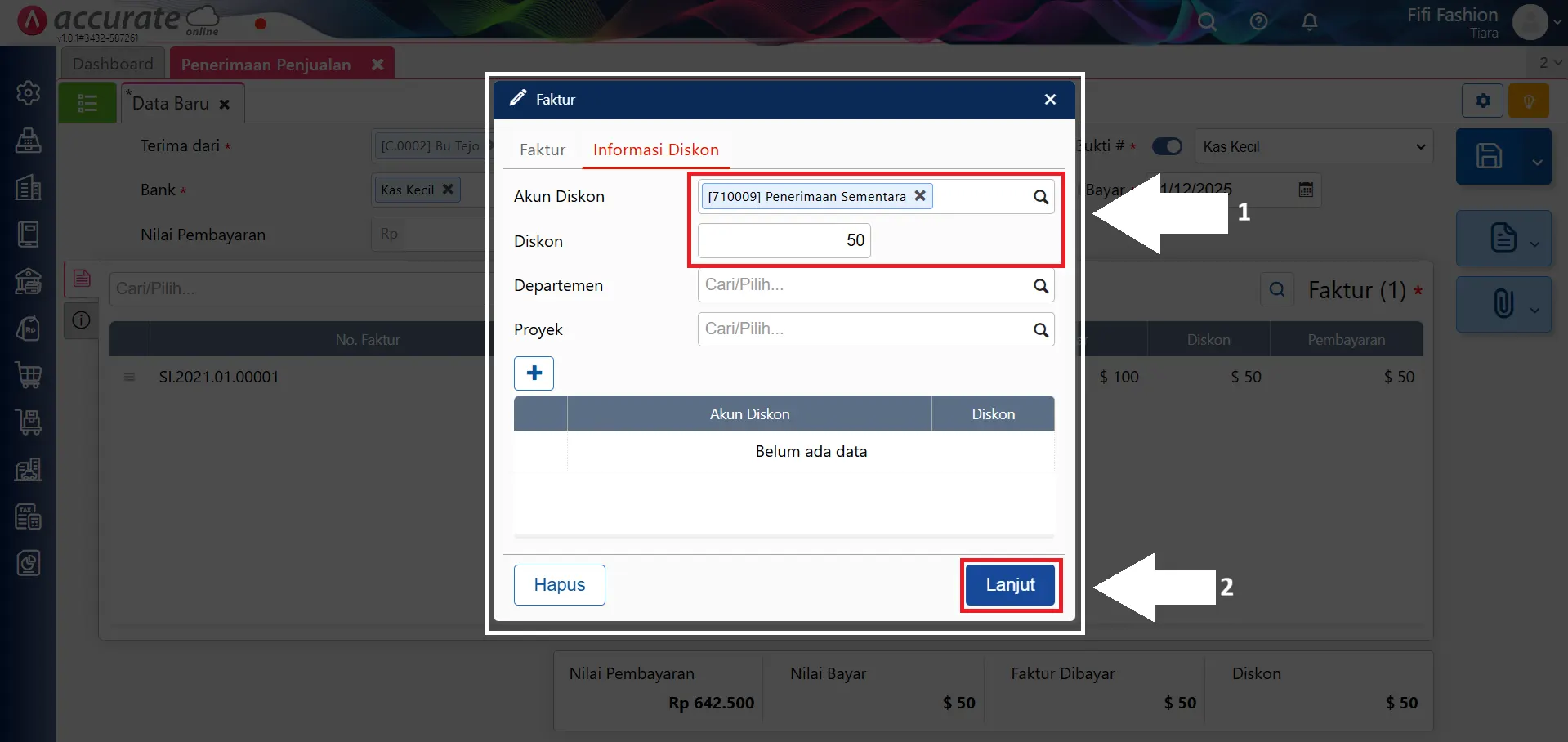 Mencatat pelunasan faktur mata uang asing dengan mata uang lain